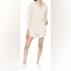Smash and Tess Cotton Malibu Cinch Bestie Shorty Hoodie Beige Romper size XL